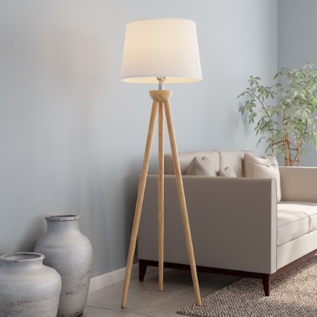 Hastings Home Tripod LED Floor Lamp-Natural Finish 343209WPV